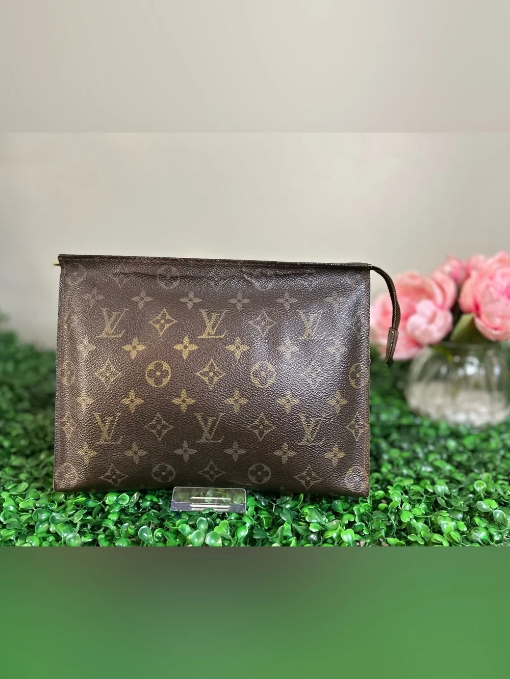 Louis Vuitton Vintage Monogram Zip Pouch Clutch or Convertible Crossbody w/ COA